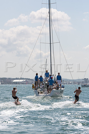 Wake Boarding Behind Yacht
